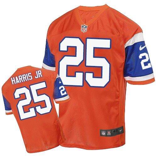 Men's Elite Chris Harris Jr Nike Jersey Orange - #25 Throwback NFL Denver Broncos